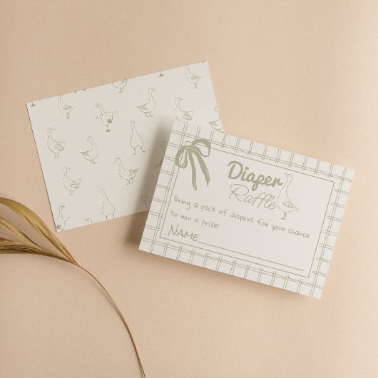 Gekke Goose Neutral Gingham Ribbon Luier Raffle Informatiekaartje