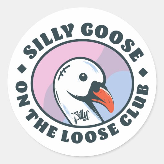 Gekke Goose op de Losse Club Ronde Sticker (Voorkant)