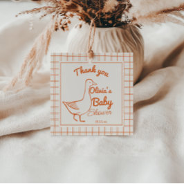 Gekke Goose Oranje Hand getrokken Nuetral Baby sho Bedankjes Labels