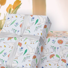 Gekke Goose Party Blauw Cadeaupapier