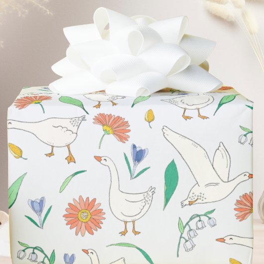 Gekke Goose Party Blauw Cadeaupapier