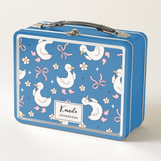 Gekke Goose Pink Bow Coquette Aangepaste Script Na (Voorkant)