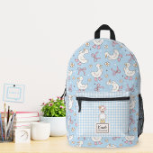Gekke Goose Pink Bow Coquette Aangepaste Script Na Bedrukte Rugzak