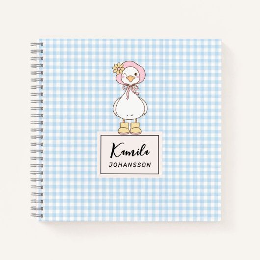 Gekke Goose Pink Bow Coquette Aangepaste Script Na Notitieboek (Voorkant)