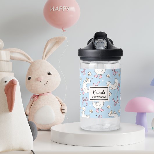 Gekke Goose Pink Bow Coquette Aangepaste Script Na Waterfles