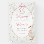 Gekke Goose Pink Bow Floral Baby shower Welkom Spandoek (Verticaal)