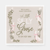 Gekke Goose Pink Bow Girl Baby shower servetten (Voorkant)