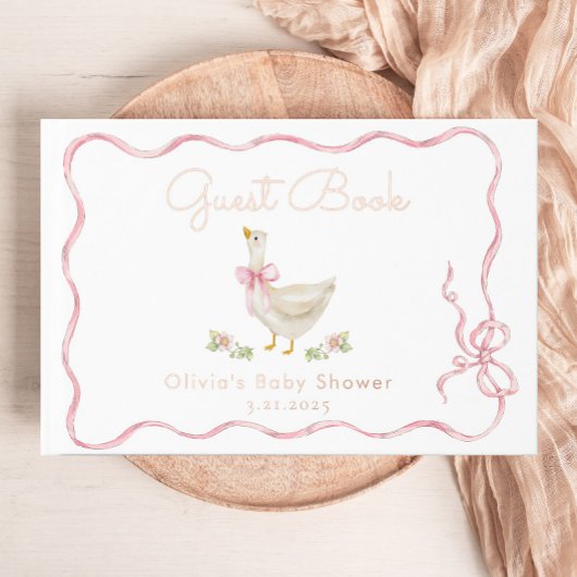 Gekke Goose Pink Bow grillige Baby shower Gastenboek