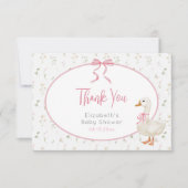 Gekke Goose Pink Bow Wildflower Baby shower Bedankkaart (Voorkant)