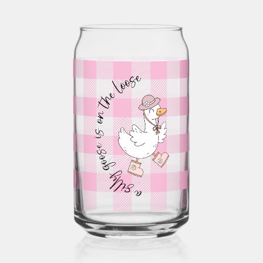 Gekke Goose Pink Gingham Blikvorm Glas (Achterkant)