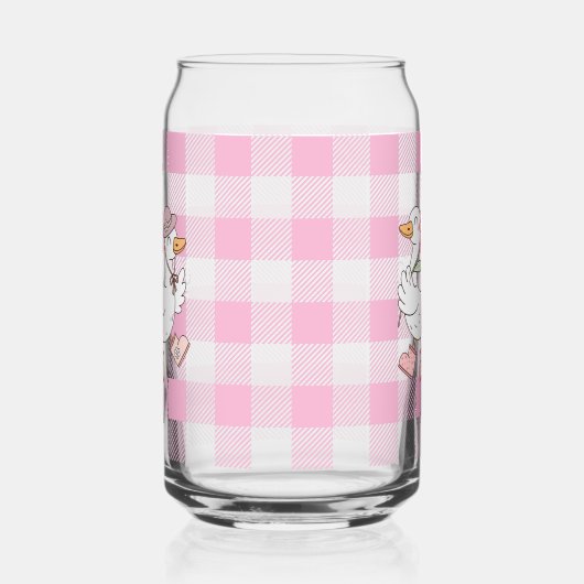 Gekke Goose Pink Gingham Blikvorm Glas (Rechts)