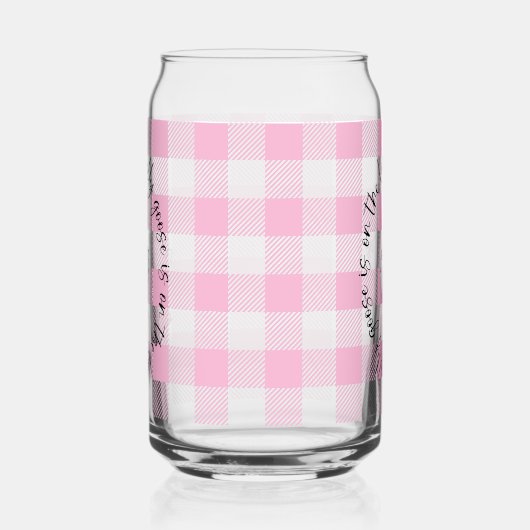 Gekke Goose Pink Gingham Blikvorm Glas (Links)