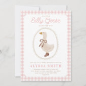 Gekke Goose Pink Gingham Girl Baby shower Kaart (Voorkant)