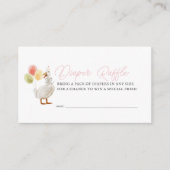 Gekke Goose Pink Gingham Girl Luier Raffle Ticket Informatiekaartje (Voorkant)