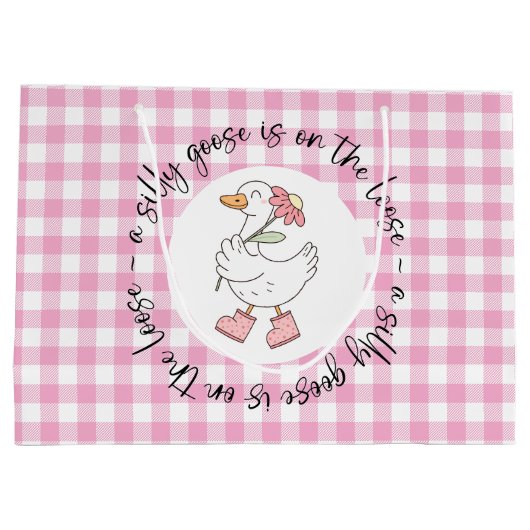 Gekke Goose Pink Gingham Groot Cadeauzakje (Achterkant)