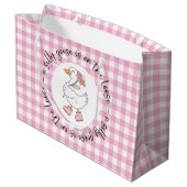 Gekke Goose Pink Gingham Groot Cadeauzakje (Achterkant Gekanteld)