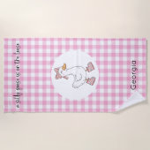 Gekke Goose Pink Gingham Strandlaken (Voorkant)