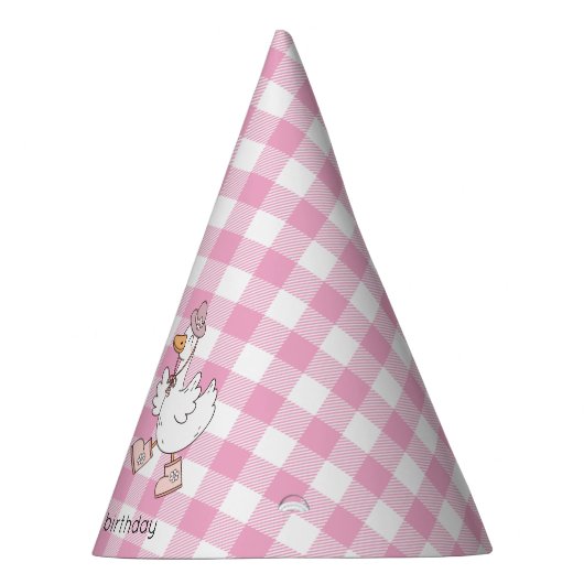 Gekke Goose Pink Gingham Verjaardag Feesthoedjes (Rechts)