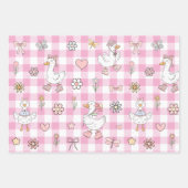 Gekke Goose Pink Gingham Verjaardag Inpakpapier Vel (Voorkant)