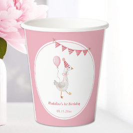 Gekke Goose Pink Girl Verjaardag Papieren Bekers