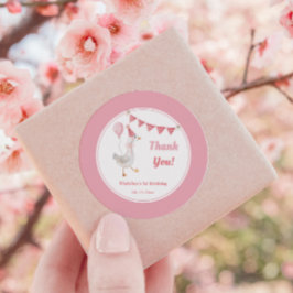 Gekke Goose Pink Girl Verjaardag Ronde Sticker