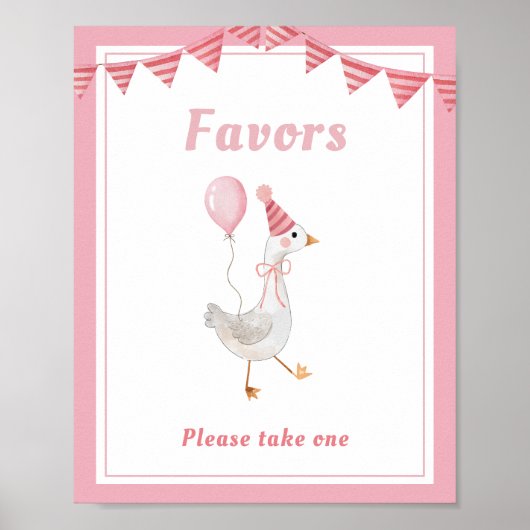 Gekke Goose Pink Girl Verjaardagsgunsten Poster (Voorkant)