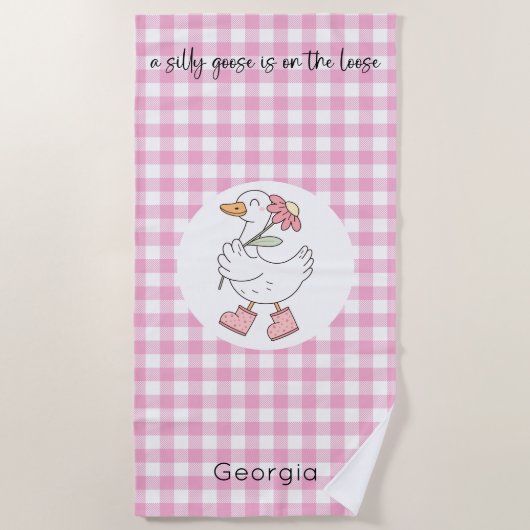 Gekke Goose Pink Plaid Strandlaken (Voorkant)
