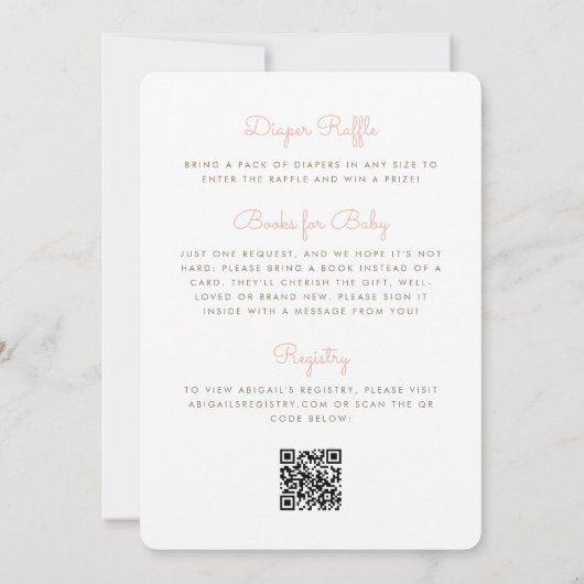 Gekke Goose QR Code Roze Meisjes Baby shower Kaart (Achterkant)
