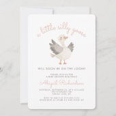 Gekke Goose QR Code Roze Meisjes Baby shower Kaart (Voorkant)