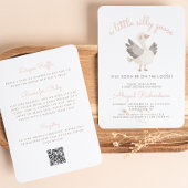 Gekke Goose QR Code Roze Meisjes Baby shower Kaart