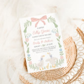 Gekke Goose Roze Bloemen Baby shower Uitnodiging