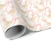 Gekke Goose Roze Bow baby shower Party Cadeaupapier (Rol Hoek)