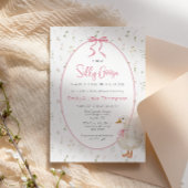Gekke Goose Roze Bow Bloemen Baby shower Uitnodigi Kaart