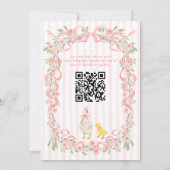 Gekke Goose Roze Bow Floral QR Code Baby shower Kaart (Achterkant)