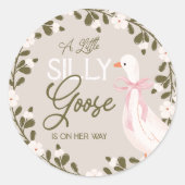 Gekke Goose Roze Bow Girl Baby shower Stickers (Voorkant)