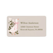 Gekke Goose Roze Bow Girl Retour Adreslabels Etiket (Voorkant)