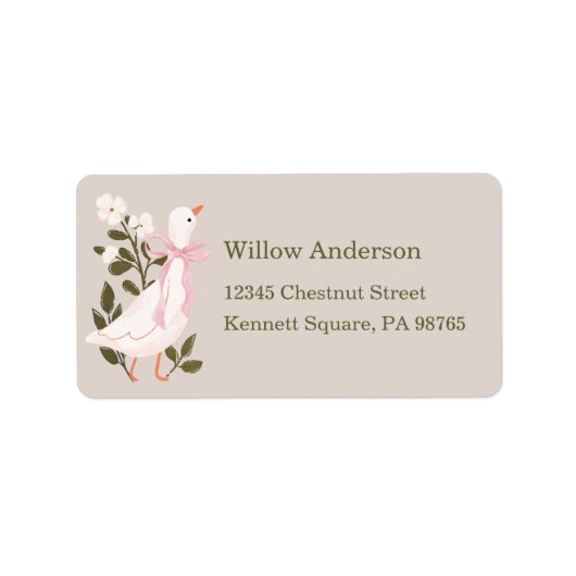 Gekke Goose Roze Bow Girl Retour Adreslabels Etiket (Voorkant)