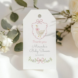 Gekke Goose Roze creat Baby shower Bedankt Cadeaulabel