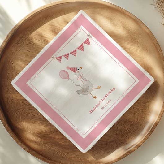 Gekke Goose Roze Meisje Verjaardagsfeestje Servet