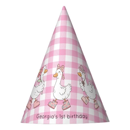 Gekke Goose Roze Verjaardag Feesthoedjes (Voorkant)