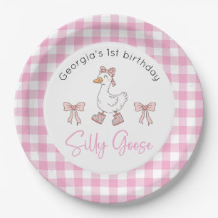 Gekke Goose Roze Verjaardag Papieren Bordje