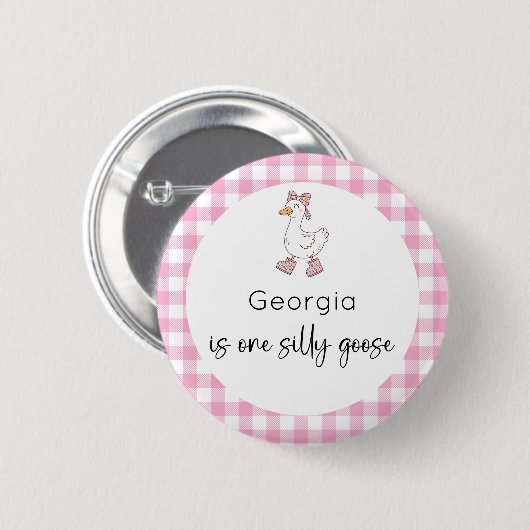 Gekke Goose Roze Verjaardag Ronde Button 5,7 Cm (Voorkant /achterkant)
