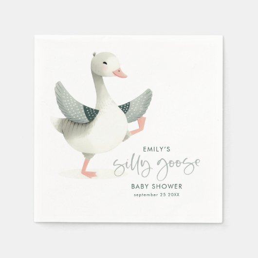 Gekke Goose Sage Script Name Baby shower Servet (Voorkant)