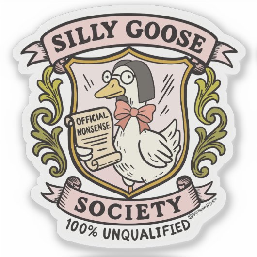 Gekke Goose Society, Grappige ongekwalificeerde ga Sticker (Voorkant)