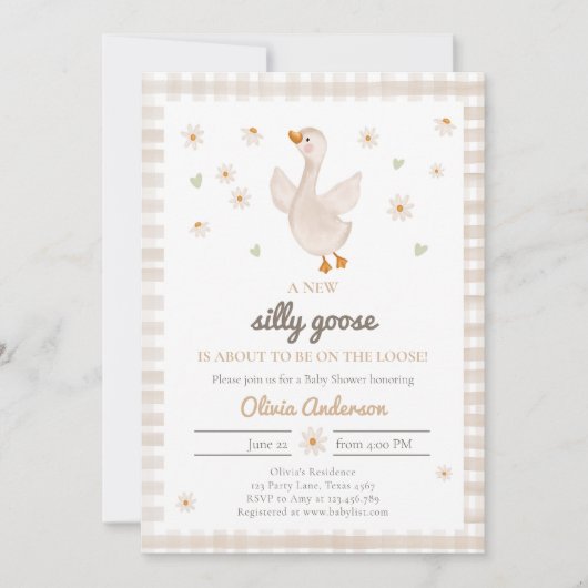 Gekke Goose Spring Boerderij Daisy Gingham Baby sh Kaart (Voorkant)