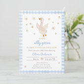 Gekke Goose Spring Daisy Gingham Boy Baby shower Kaart (Staand voorkant)