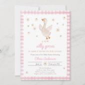 Gekke Goose Spring Daisy Gingham Girl Baby shower Kaart (Voorkant)
