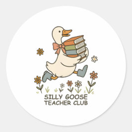 Gekke Goose Teacher Club Grappig Terug naar school Ronde Sticker