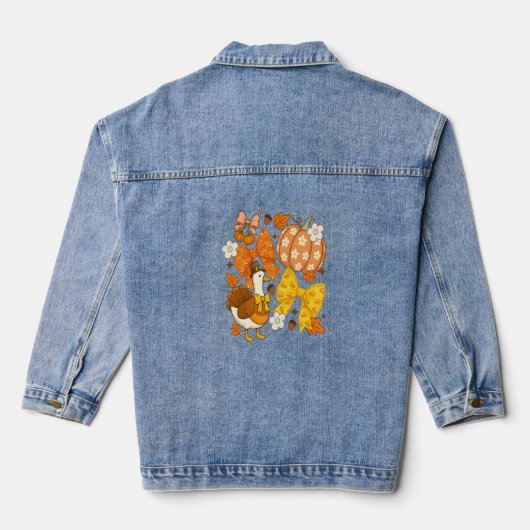 Gekke Goose Thanksgiving Coquette Turkije Denim Jacket (Achterkant)