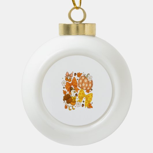 Gekke Goose Thanksgiving Coquette Turkije Keramische Bal Ornament (Voorkant)